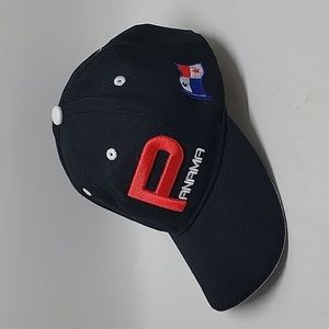 Panama Baseball Cap Hat Black W/ Red Embroidery and Flag